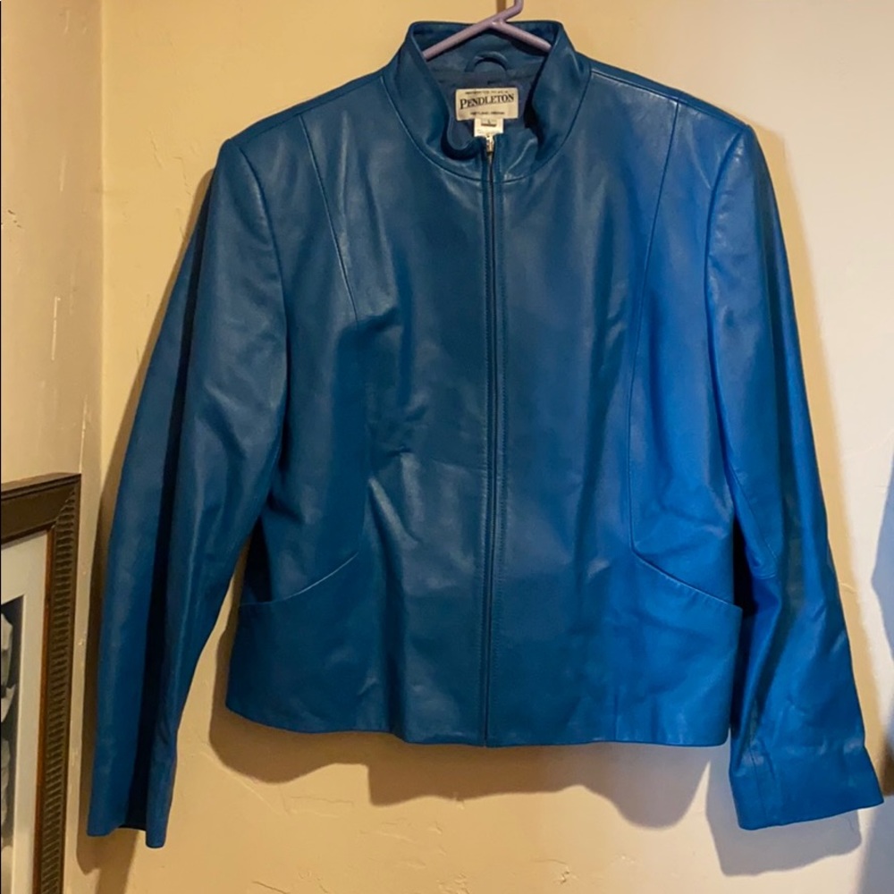 Blue Pendleton leather jacket